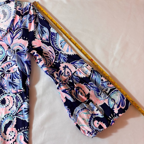 Lilly Pulitzer Carlile Sheath Dress Bell Sleeves High Tide Holy Flockamolie Sz S - Picture 14 of 16